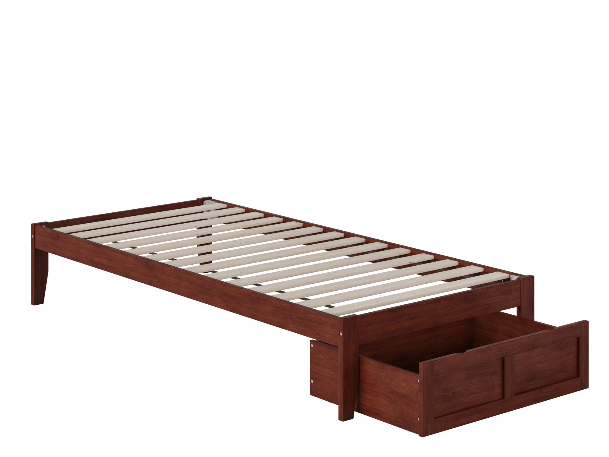 AFI Colorado Twin XL Platform Bed Frame with Storage Drawers & USB Charging Ports - Solid Walnut Wood - Space-Saving Bedroom Furniture for Small Apartments & Dorms