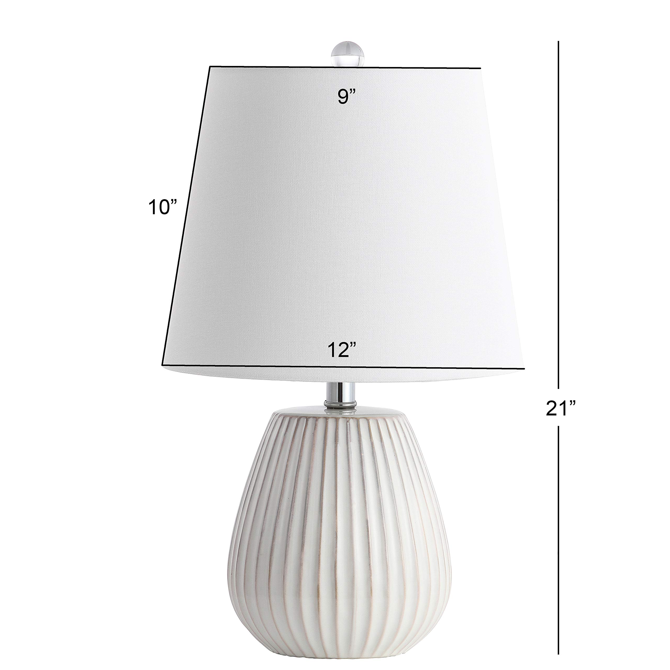 SAFAVIEH Kole White 21-Inch Table Lamp Set of 2 with LED Bulbs - Modern Bedside Lighting for Bedroom, Living Room & Home Office - Perfect for Reading, Working & Creating Cozy Ambiance