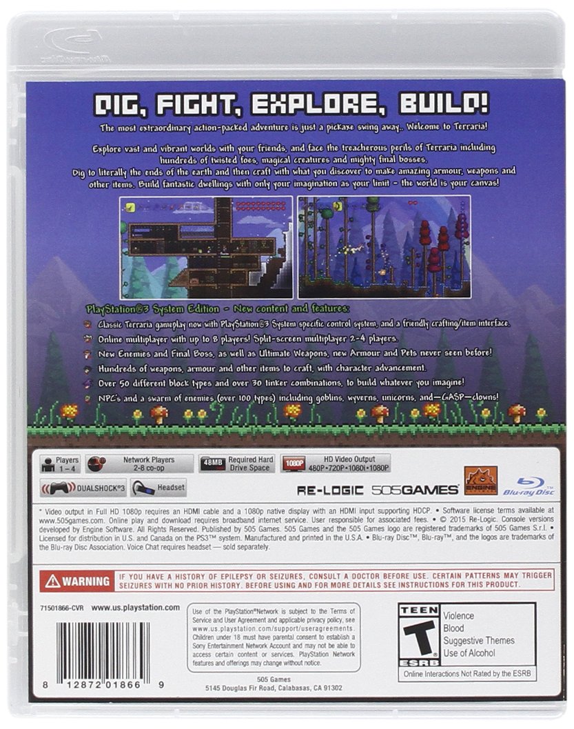 Terraria for PlayStation 3 - Open-World Adventure Game | Explore, Build & Survive - Perfect for Multiplayer Gaming & Creative Sandbox Play
