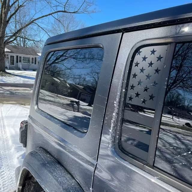 Jeep Wrangler JL 2018-2023 & Gladiator 2023 Side Window American Flag Decal - Matte Black USA Flag Sticker for Truck Side & Rear Windows - Patriotic Car Accessories for Off-Roading & Daily Driving