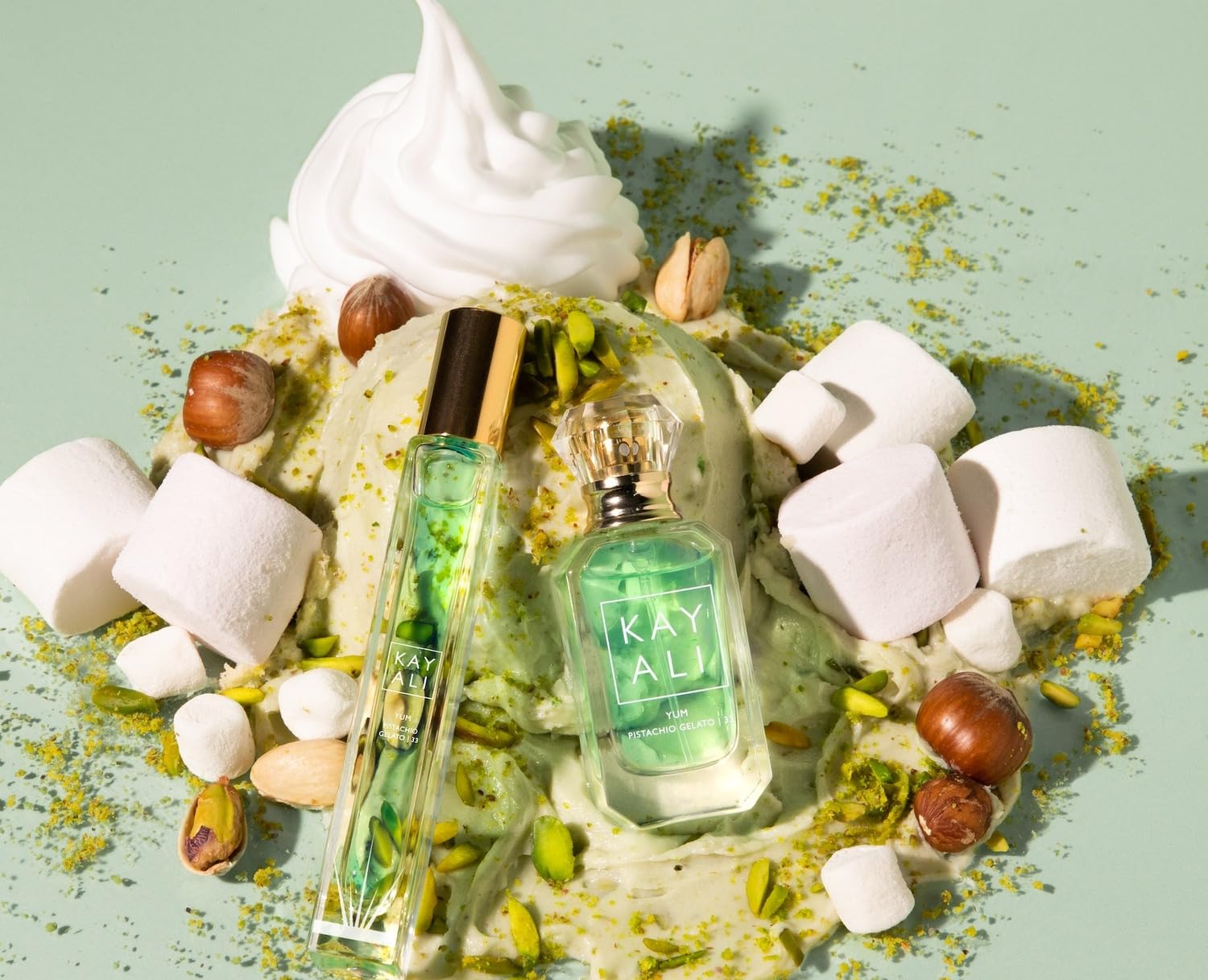 Huda Beauty KAYALI Yum Pistachio Gelato Eau de Parfum Intense Travel Size Spray 10ml | Sweet Gourmand Scent for Women | Perfect for Date Nights & Special Occasions
