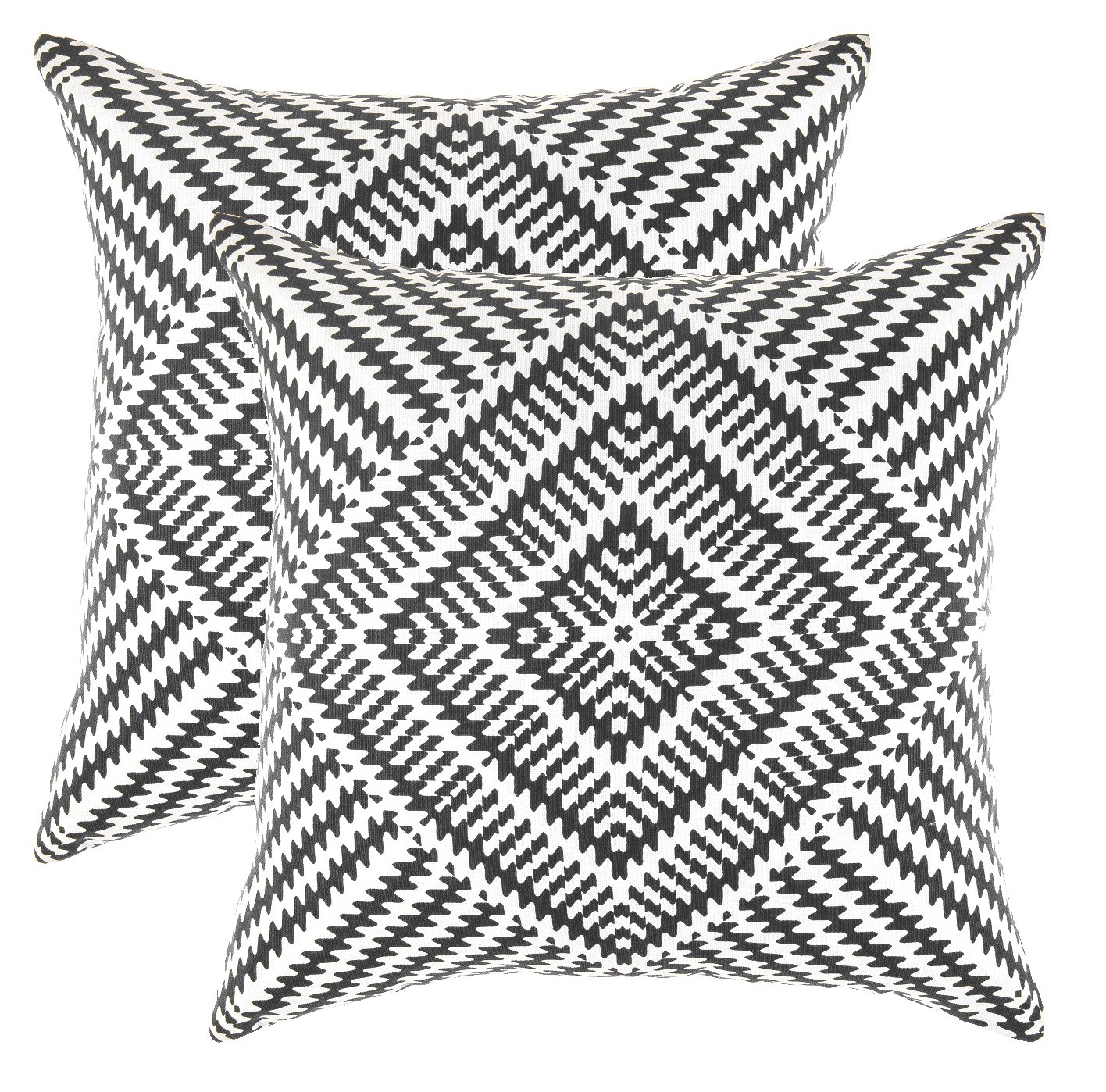 TreeWool Decorative Throw Pillow Covers (Set of 2) - 100% Cotton Canvas Square Accent Pillows for Sofa, Couch & Bed - 22x22 Inch Black Kaleidoscope Pattern Home Decor - Perfect for Living Room, Bedroom & Dorm Styling