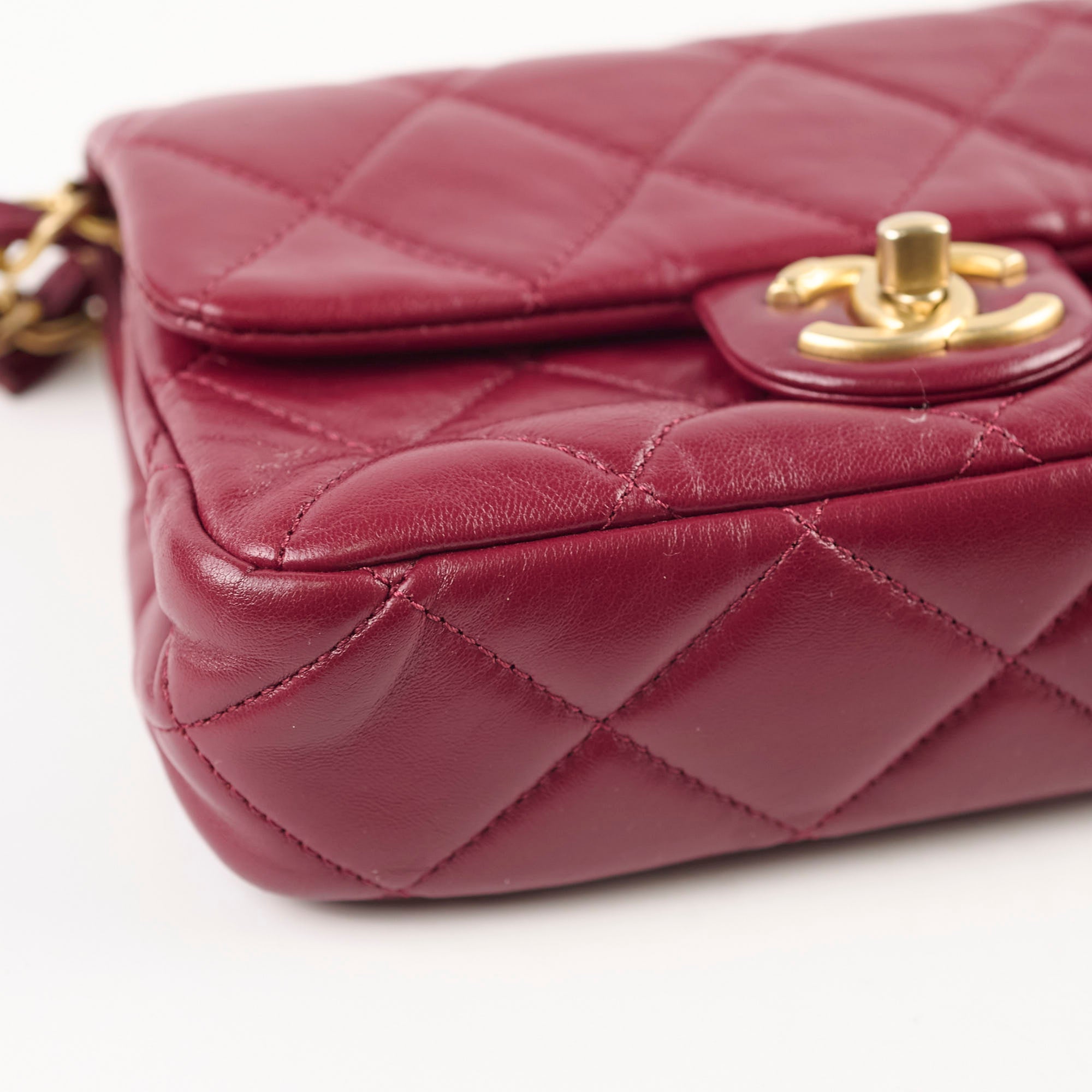 Authentic Chanel Seasonal Flap Bag in Burgundy with Microchip - Perfect for Evening Events, Parties & Luxury Fashion Accessories
