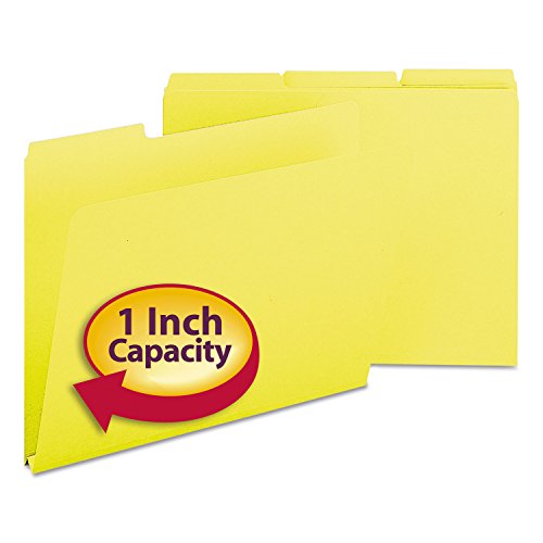 Smead 21562 Yellow Pressboard File Folders - Letter Size, 1/3 Cut Tabs, 100-Pack - Perfect for Office Filing, Document Organization & School Projects