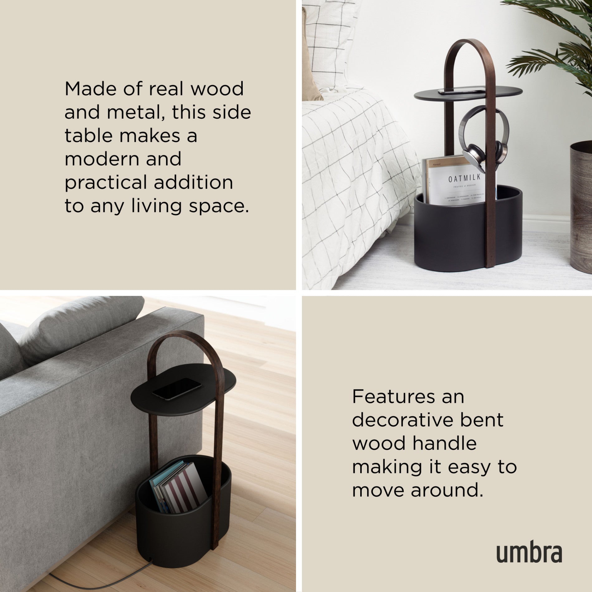 Bellwood Storage Table - Foldable Side Table with Storage Shelf, Perfect for Living Room, Bedroom, or Office Organization