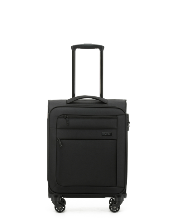TOSCA SKY RUNNER 55CM Spinner Softside Luggage - Black Carry-On Suitcase for Travel, Business Trips & Weekend Getaways