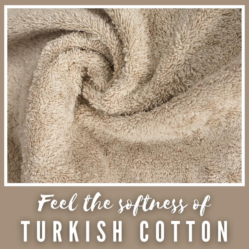 Personalized Monogrammed Bath Towel Set - 2 Piece 100% Turkish Cotton Super Soft & Highly Absorbent - Hotel & Spa Quality Hand Towels for Face, Dorm, Gym - Perfect for Luxury Bathroom, Spa Day & Thoughtful Gifts - Beige