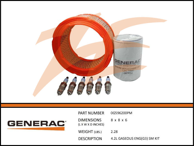 Generac 5658/0G596200PM Liquid Cooled Generator Maintenance Kit - Complete Tune-Up Kit for Standby Generators, Includes Oil Filter, Air Filter & Spark Plugs - Perfect for Home Backup Power & Emergency Preparedness