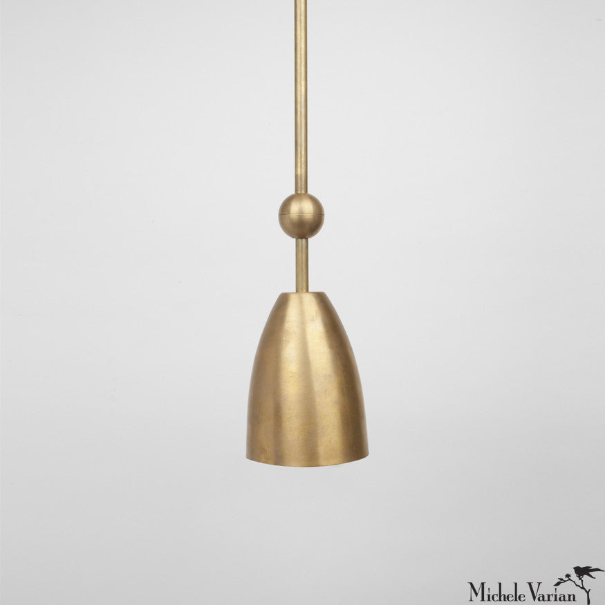 Vintage Brass Cup and Ball Pendant Light - Industrial Style Ceiling Fixture for Dining Room, Kitchen Island & Bedroom Lighting