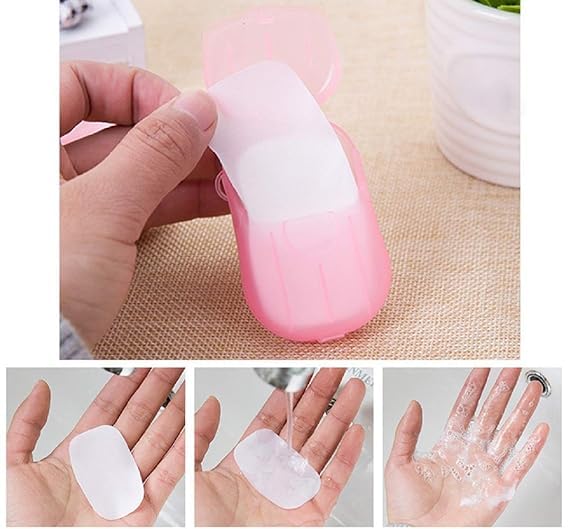 NVF Disposable Travel Soap Paper Strips for Hand Washing - 4 Pack | Portable Hygienic Cleansing Sheets for Camping, Hiking & Outdoor Activities | Waterless Soap Leaves for On-the-Go Cleaning | Perfect for Travel, Gym, Office & Emergency Kits