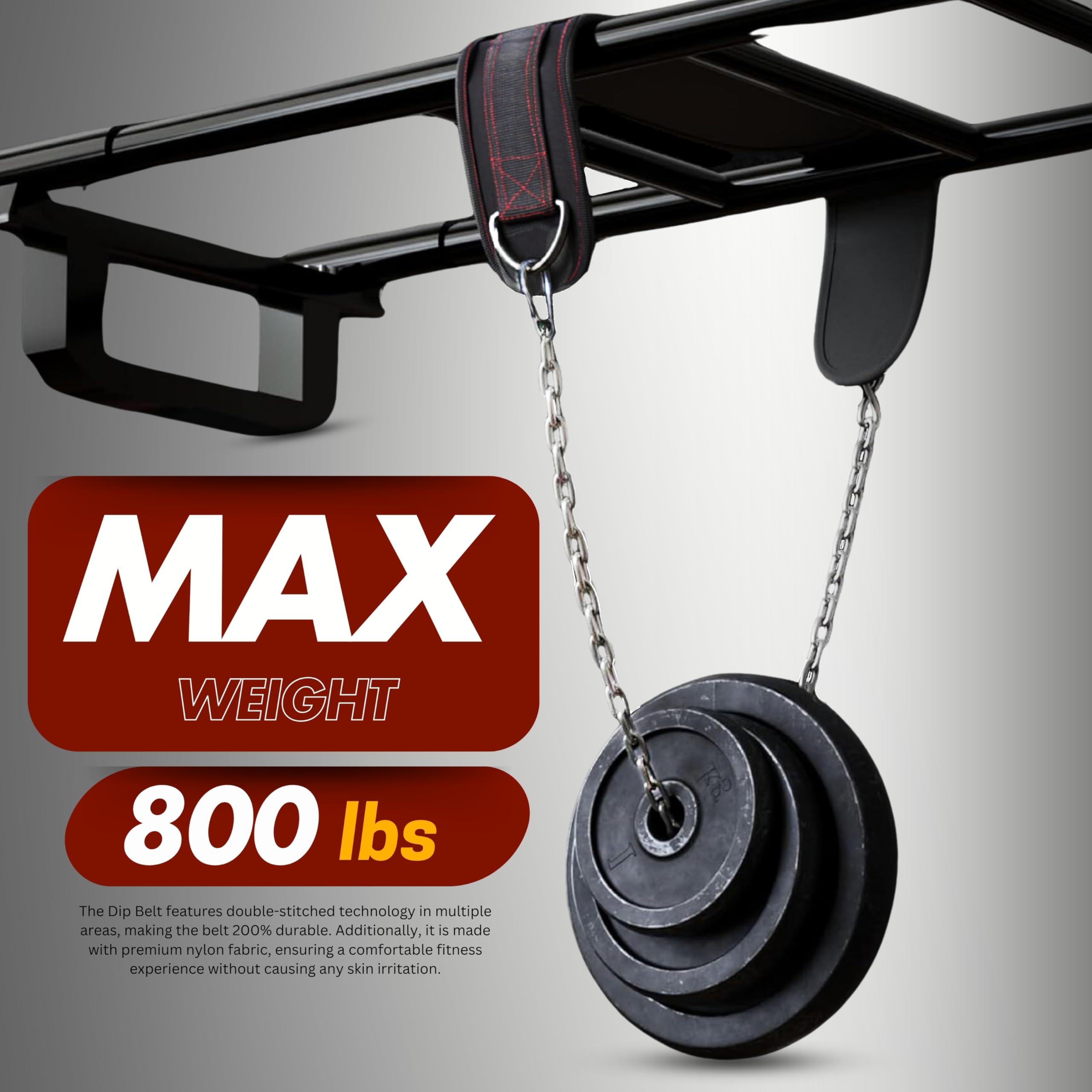 Zokani Heavy Duty Dip Belt with Chain - Supports Up to 800lbs for Weightlifting, Squats, Deadlifts & Pull Ups - Adjustable Strength Training Belt for Men & Women - Perfect for Gym, CrossFit & Home Workouts