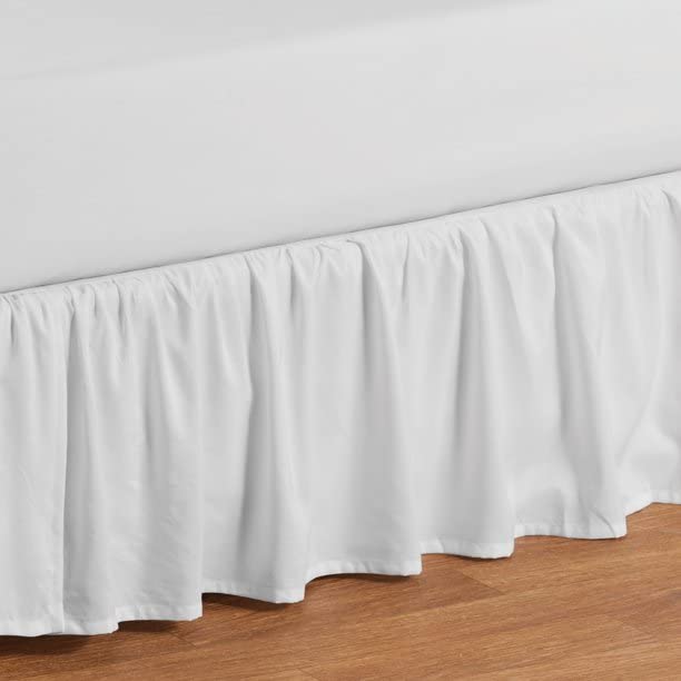 Elegant Ruffled Bed Skirt with Split Corners - 100% Soft Microfiber, Gathered Style, 21-Inch Drop for Twin Beds - Perfect for Modern Bedrooms & Guest Room Decor (White)