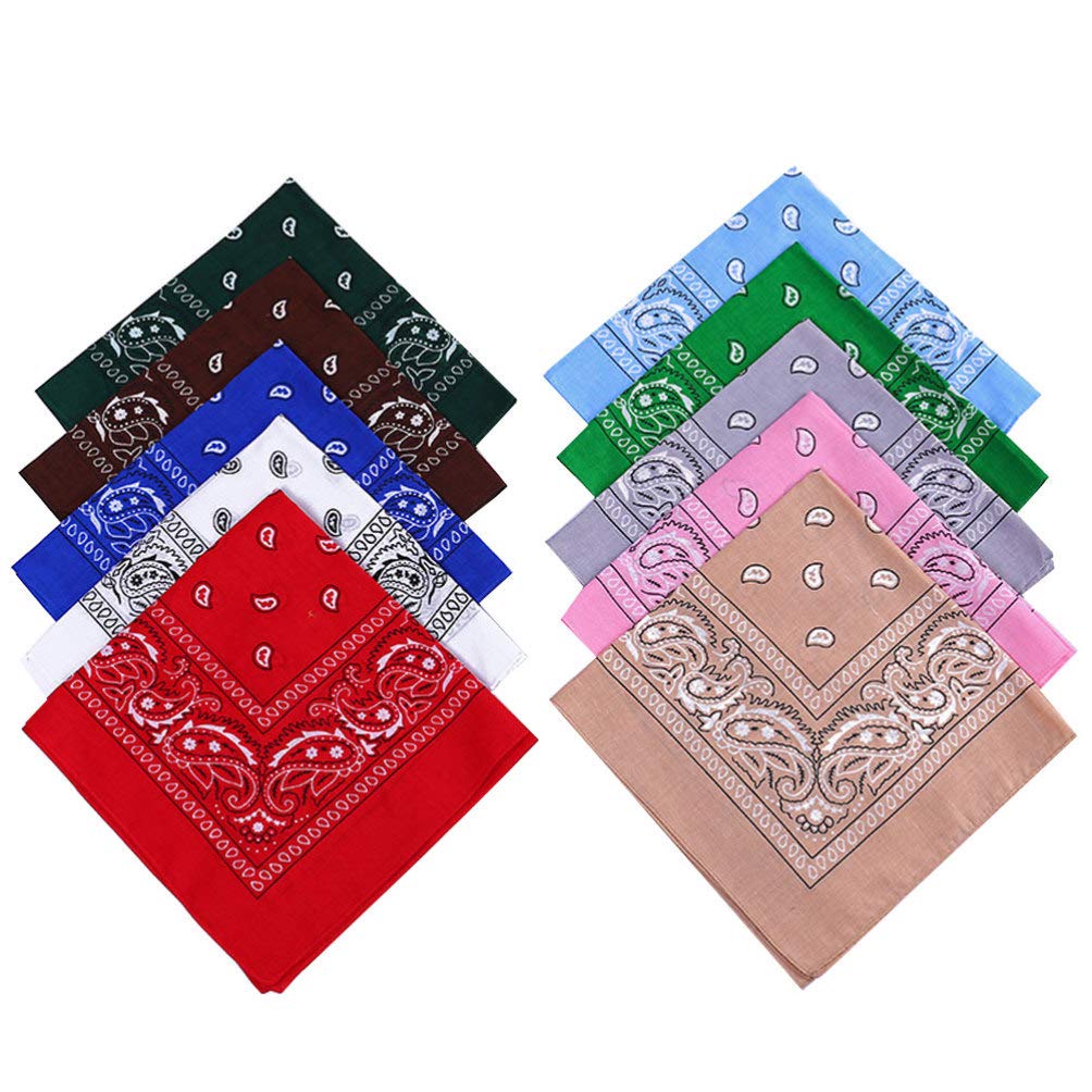 NUOBESTY 12-Pack Mixed Color Cotton Paisley Sports Headbands - Breathable Athletic Head Wraps & Wristbands for Women & Men - Yoga, Running, Workout, Basketball, Tennis Accessories