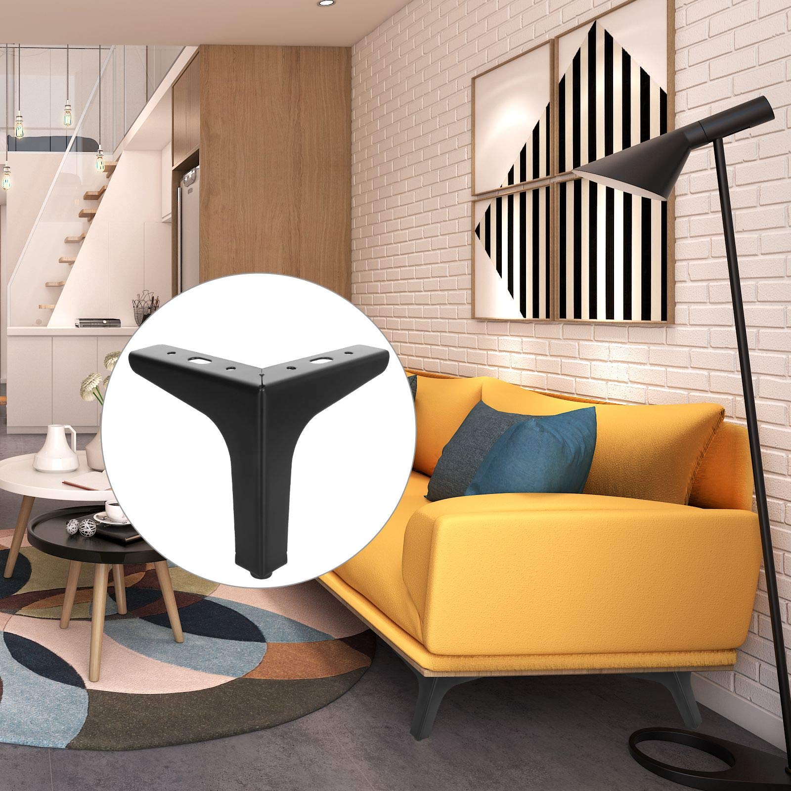 5 Inch Modern Metal Furniture Legs - 12 Pack Replacement Couch Feet for Sofa, TV Stand, Cabinet & Chair - Heavy Duty Adjustable Furniture Supports for Living Room, Bedroom & Office Decor
