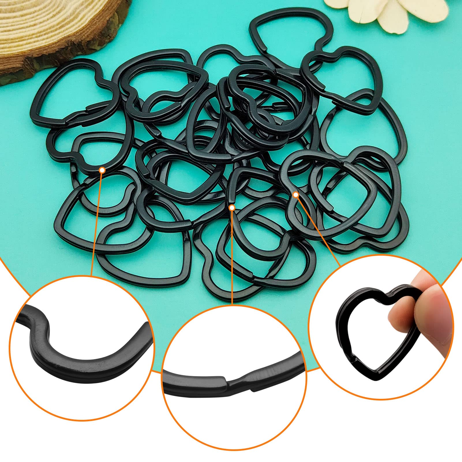 50pcs Heart Key Rings - DIY Metal Keychains for Home, Office & Car Organization | Arts & Crafts Supplies