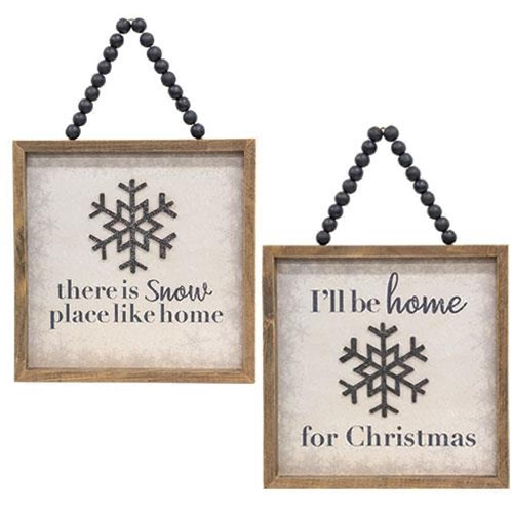 Snow Place Like Home Beaded Framed Sign - 2 Assorted Styles - Perfect for Christmas Decor, Winter Home Décor & Holiday Gift Giving