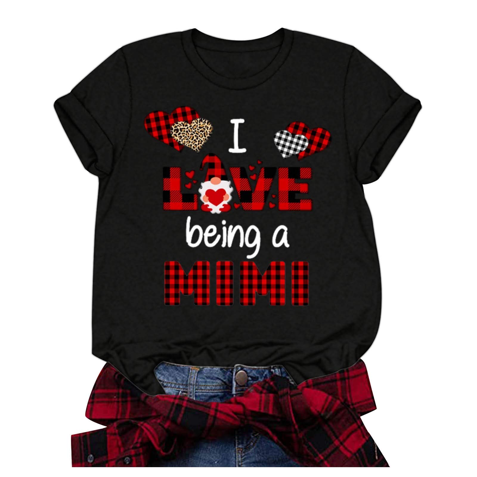 FMCHICO Women's Short Sleeve Crewneck Sweatshirt with Heart Print - Casual Tunic Top for Leggings - Perfect for Yoga, Workout & Everyday Wear