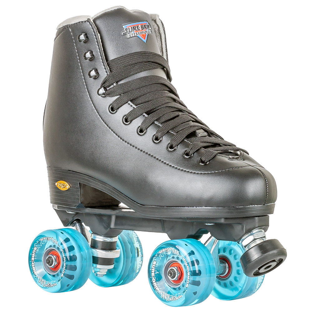 Sure Grip Fame Black Outdoor Roller Skates for Women & Men - High-Performance Quad Skates for Street, Park & Rink Skating - Perfect for Beginners & Advanced Skaters
