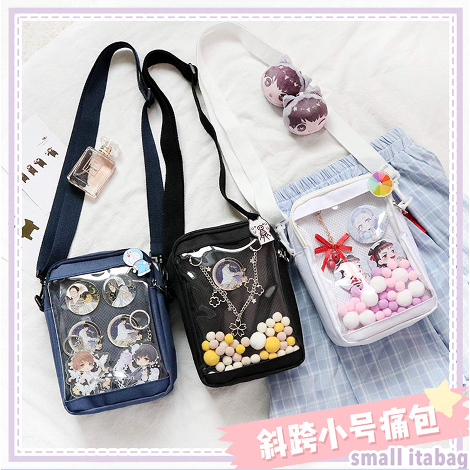 Small Clear Ita Bag - Mini DIY Transparent Crossbody Shoulder Messenger Bag for Cosplay, Conventions & Everyday Use