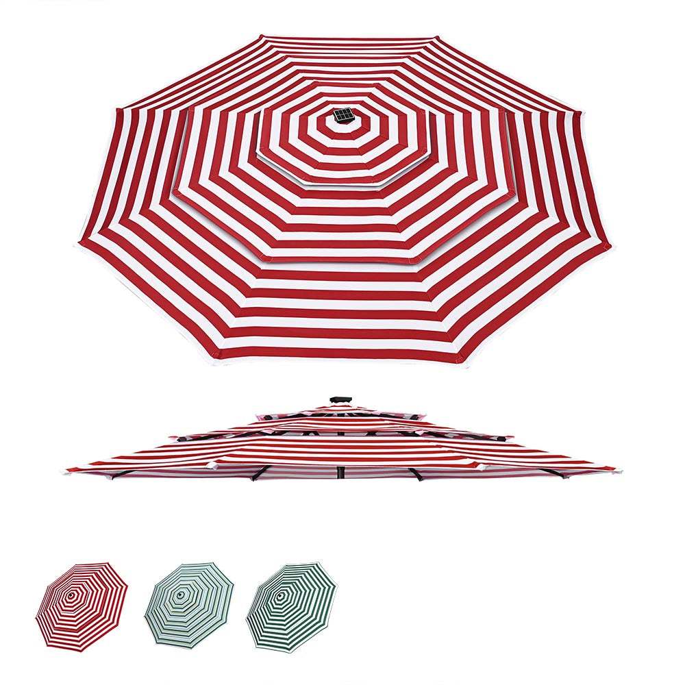9ft 3-Tiered 8-Rib Replacement Canopy for Patio Market Umbrella - Durable Outdoor Shade Cover for Garden, Deck, and Backyard Use