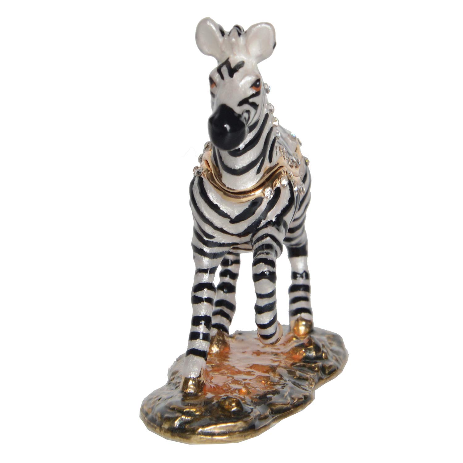 Hand-Painted Zebra Trinket Box with Hinged Lid - Jewelry Storage Organizer for Rings & Earrings - Decorative Animal Figurine Collectible Gift for Women - Perfect for Dresser, Vanity & Home Décor