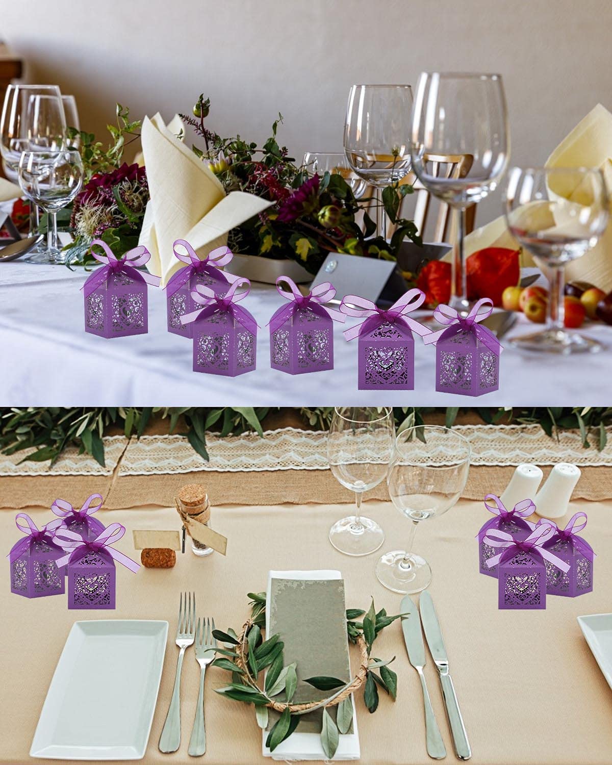 Kslong 50PCS Purple Party Favor Boxes - Elegant Wedding & Bridal Shower Gift Boxes, Adorable Candy Favor Boxes for Kids Birthday Party, Mini Baby Shower Favors for Guests | Perfect for Wedding Receptions, Birthday Celebrations, and Special Events
