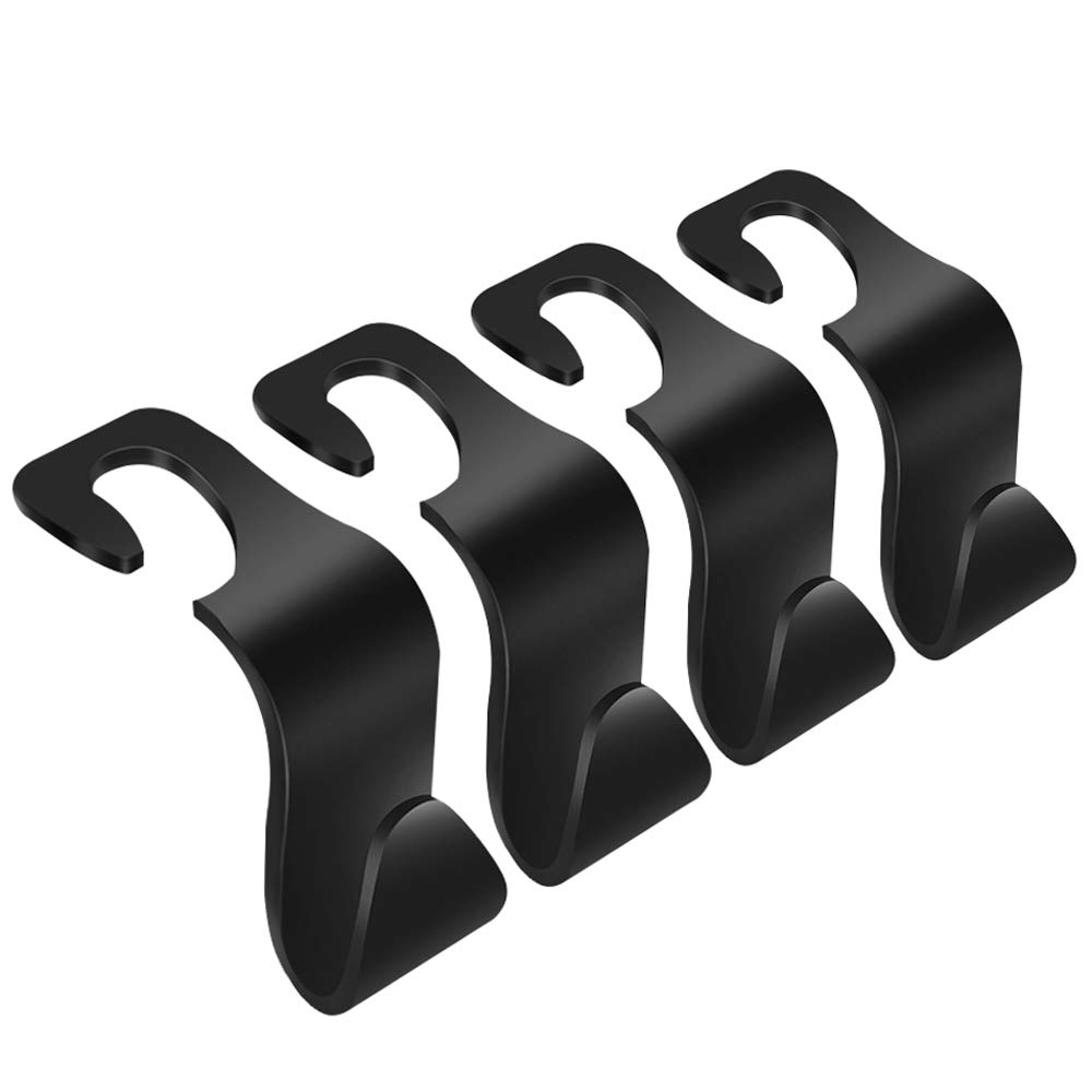 4 Pack Car Seat Headrest Hooks - Heavy Duty Backseat Organizer for Purses, Bags, Clothes & Water Bottles - Perfect Car Accessories for Road Trips & Daily Commute