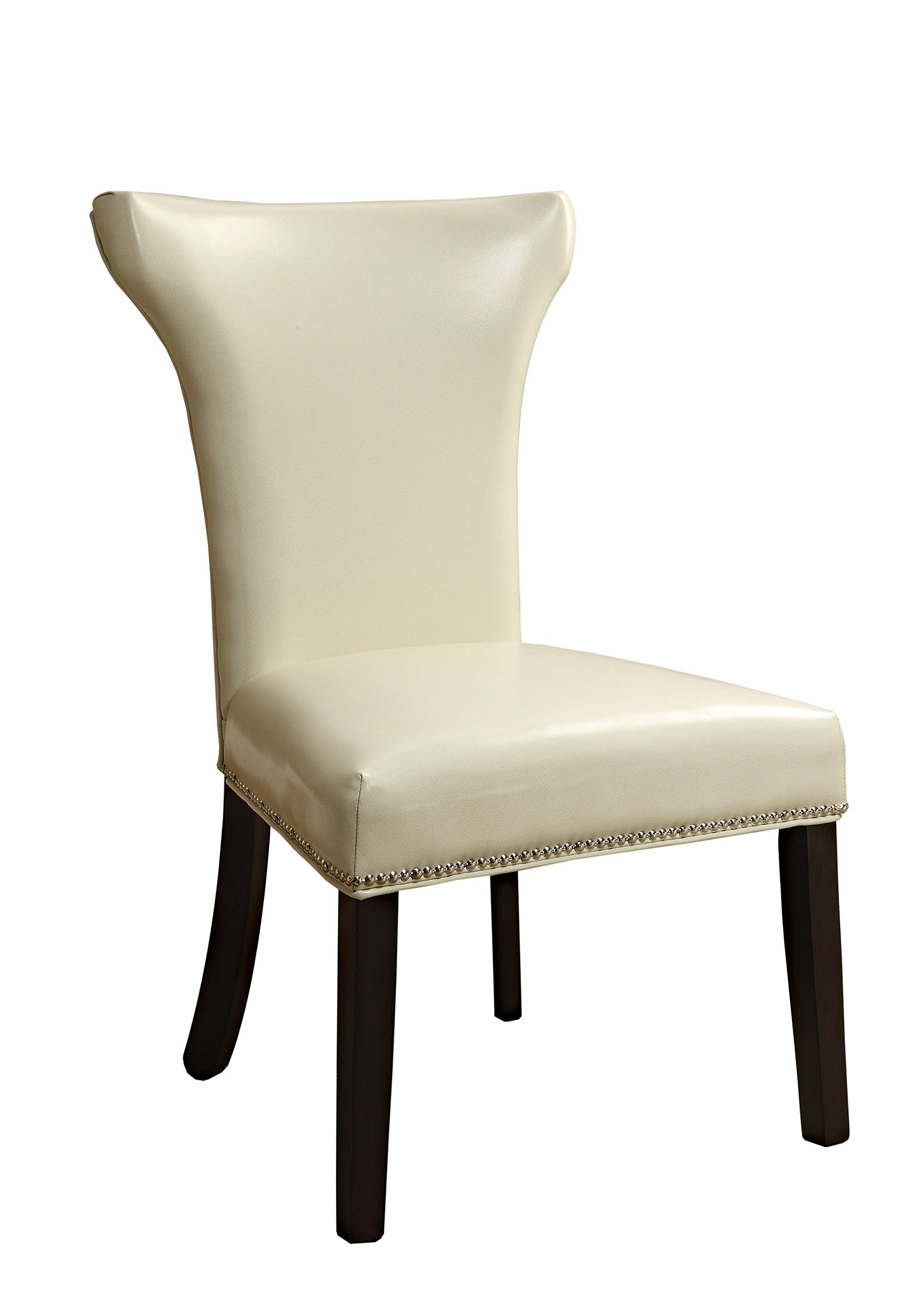 Furniture of America Eva Pewter Dining Chair - White Modern Upholstered Seat for Kitchen, Dining Room & Office - Comfortable & Stylish Home Furniture