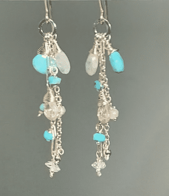 Sleeping Beauty Turquoise Long Sterling Silver Boho Dangle Earrings for Women | Handmade Southwest Native American Jewelry | Perfect for Festivals, Weddings & Boho Fashion