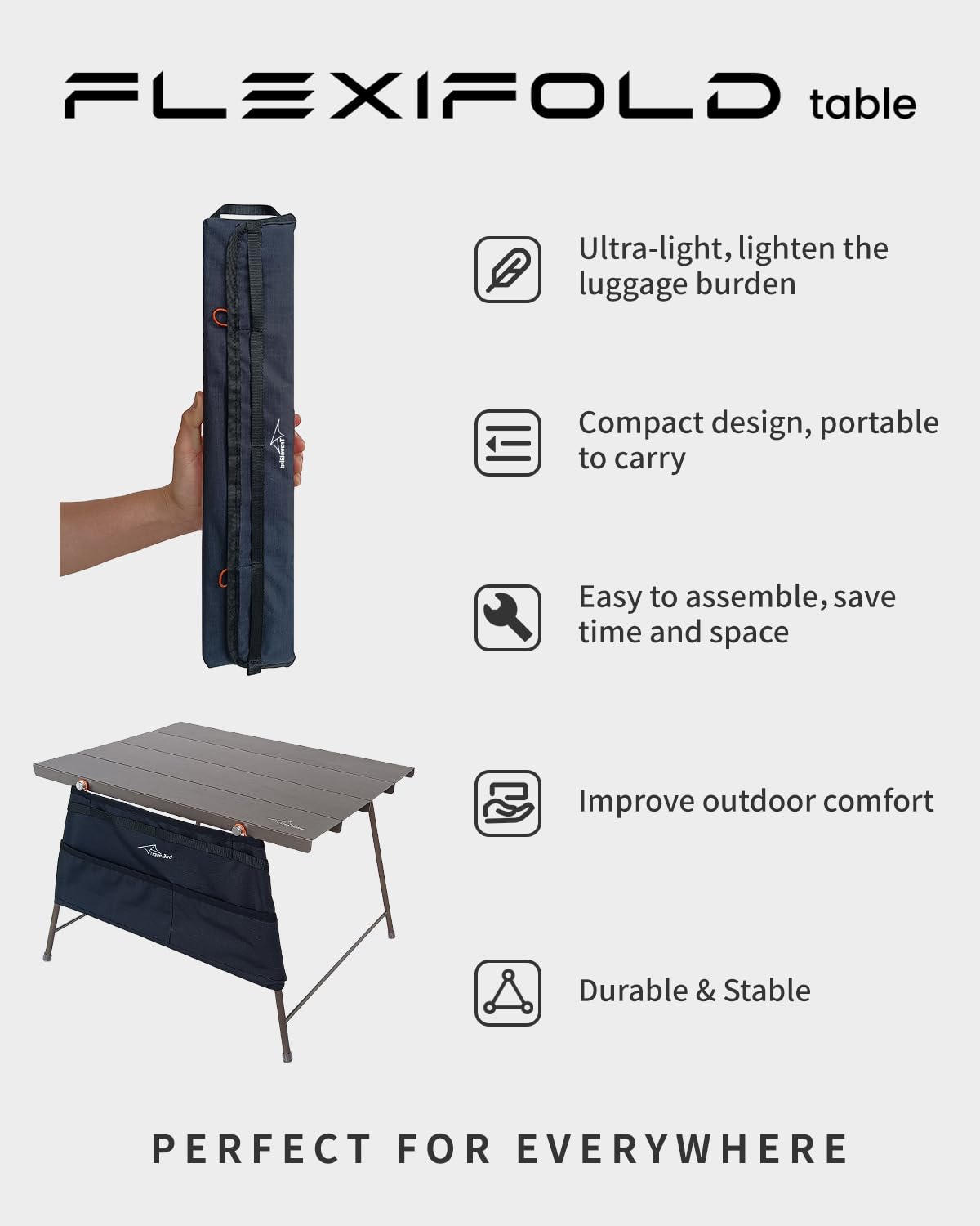 Ultralight Aluminum Folding Camping Table - Portable Compact Outdoor Side Table with Carry Bag for Camping, Picnic, Beach, Travel & Backpacking | Perfect for Outdoor Cooking, Tailgating & RV Adventures
