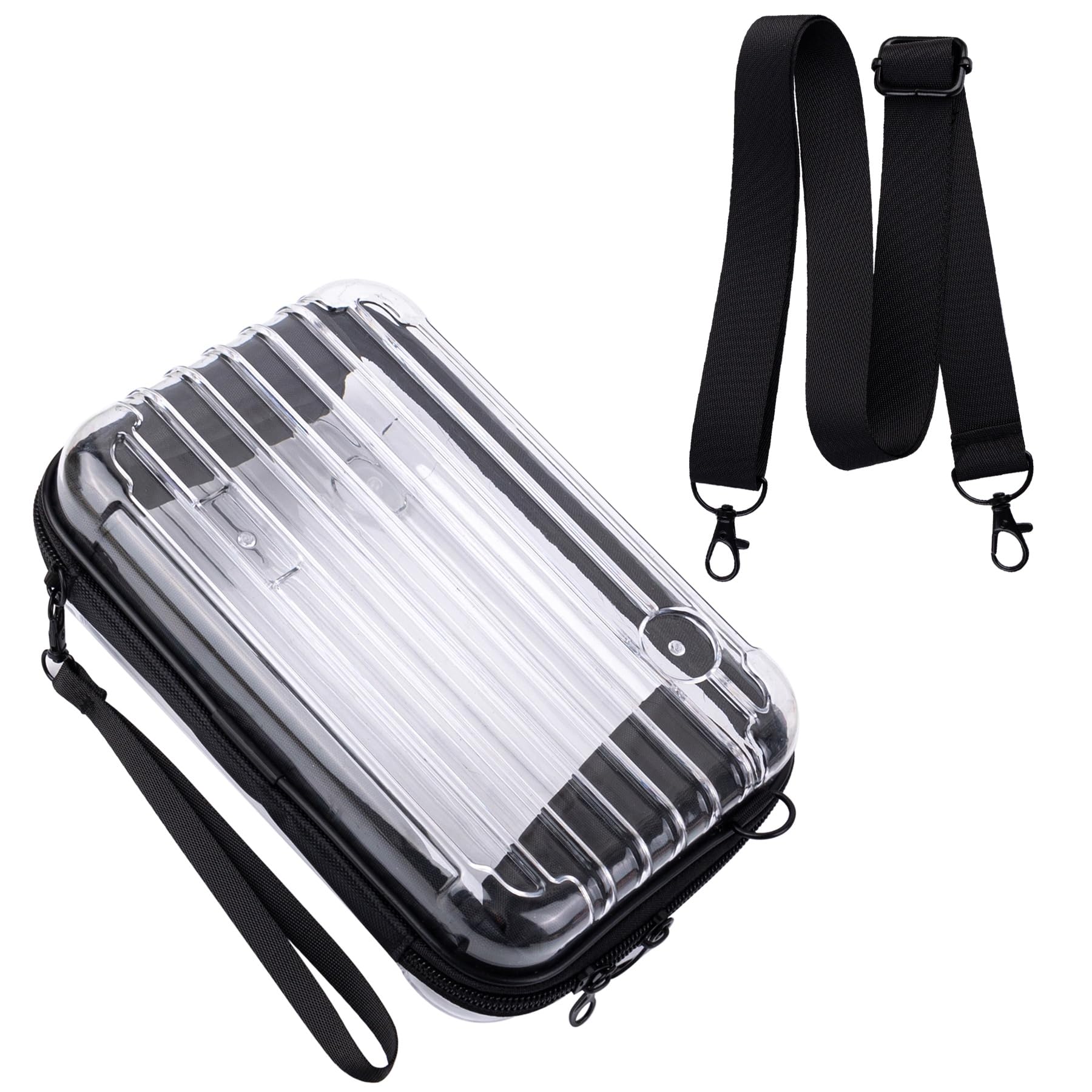 8 Inch Clear Hard Shell Cosmetic Case - Travel Toiletry Bag with Detachable Shoulder Strap & Grip Rope - Waterproof Makeup Organizer for Women - Perfect for Air Travel, Gym, and Daily Essentials Storage