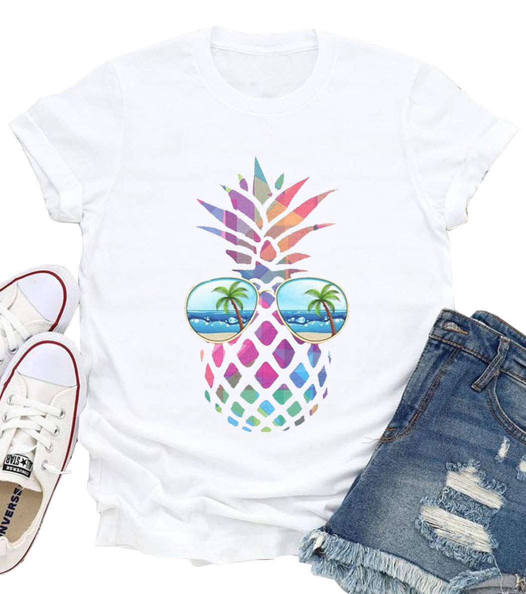 Funny Pineapple Graphic T-Shirt for Women - Casual Short Sleeve Beach Top | Perfect for Summer Vacations, Pool Parties & Tropical Getaways