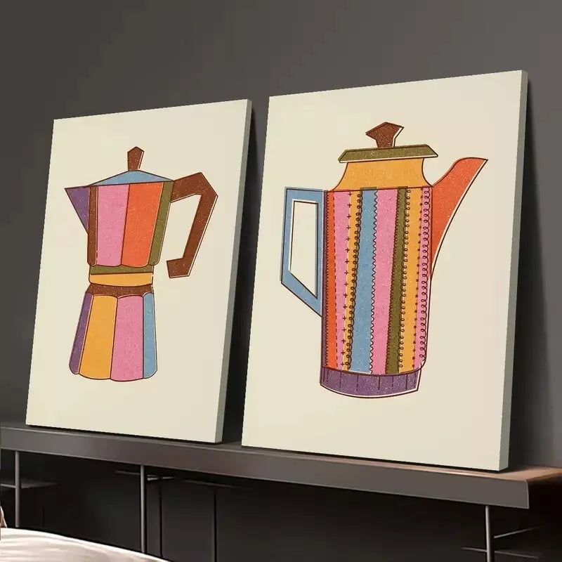 2-Piece Vintage Kitchen Wall Art Set - 50x75cm Framed Canvas Prints, High-Quality Australian-Made Retro Decor (Ready to Hang) - Perfect for Farmhouse, Cottage & Modern Kitchen Decor