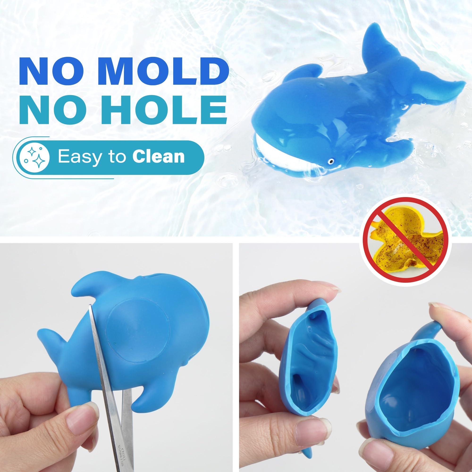 LotFancy 8PCS Mold Free Baby Bath Toys for Toddlers 1-4 Years - Soft Ocean Sea Animal Bathtub Toys for Kids | Fun Bath Time Learning & Sensory Play for Boys and Girls