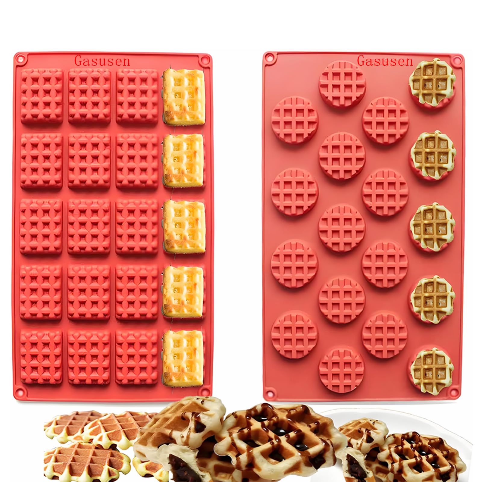 Non-Stick Silicone Waffle Mold Set - 2PCS 18/20 Cavity Mini Waffle Maker for Baking, Cake, Cookie & Chocolate - Perfect for Home Kitchen, Party Desserts & DIY Snacks