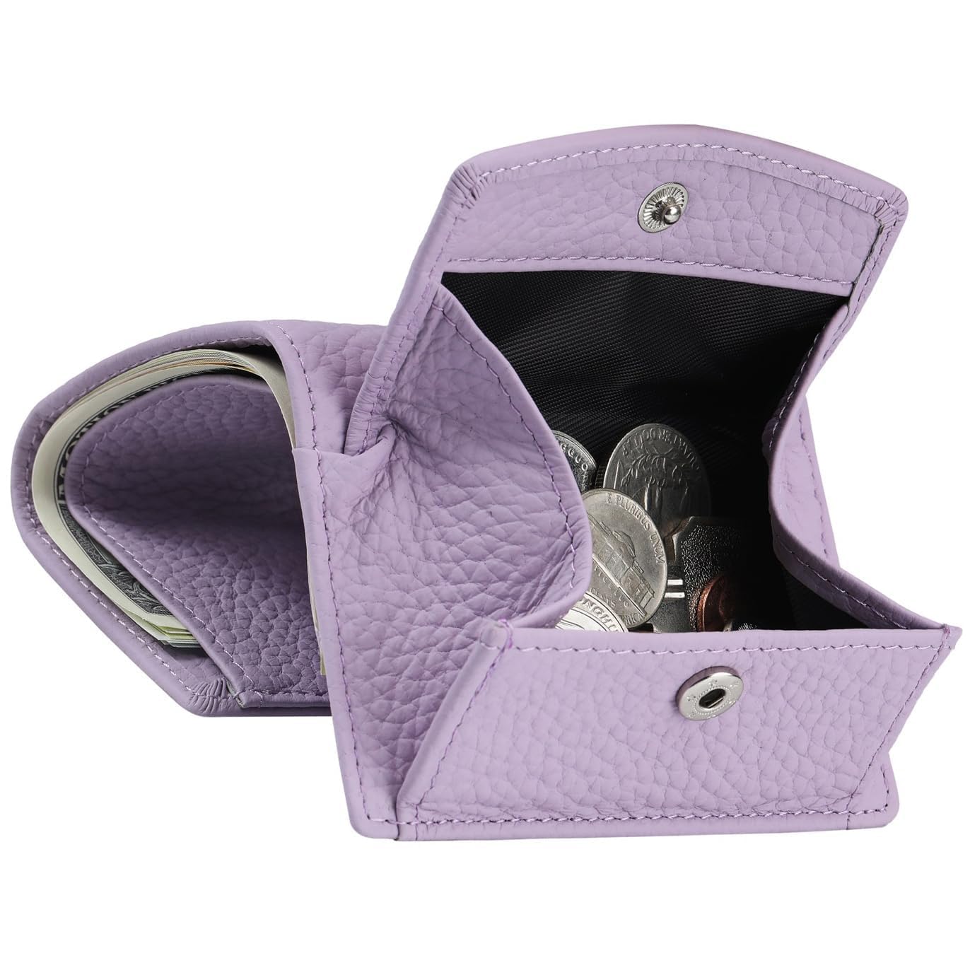 RFID Blocking Small Leather Wallet for Women - Compact Trifold Wallet with Coin Pouch, Cash Slot & Multiple Card Holders | Light Purple | Perfect for Everyday Use, Travel & Gift Giving