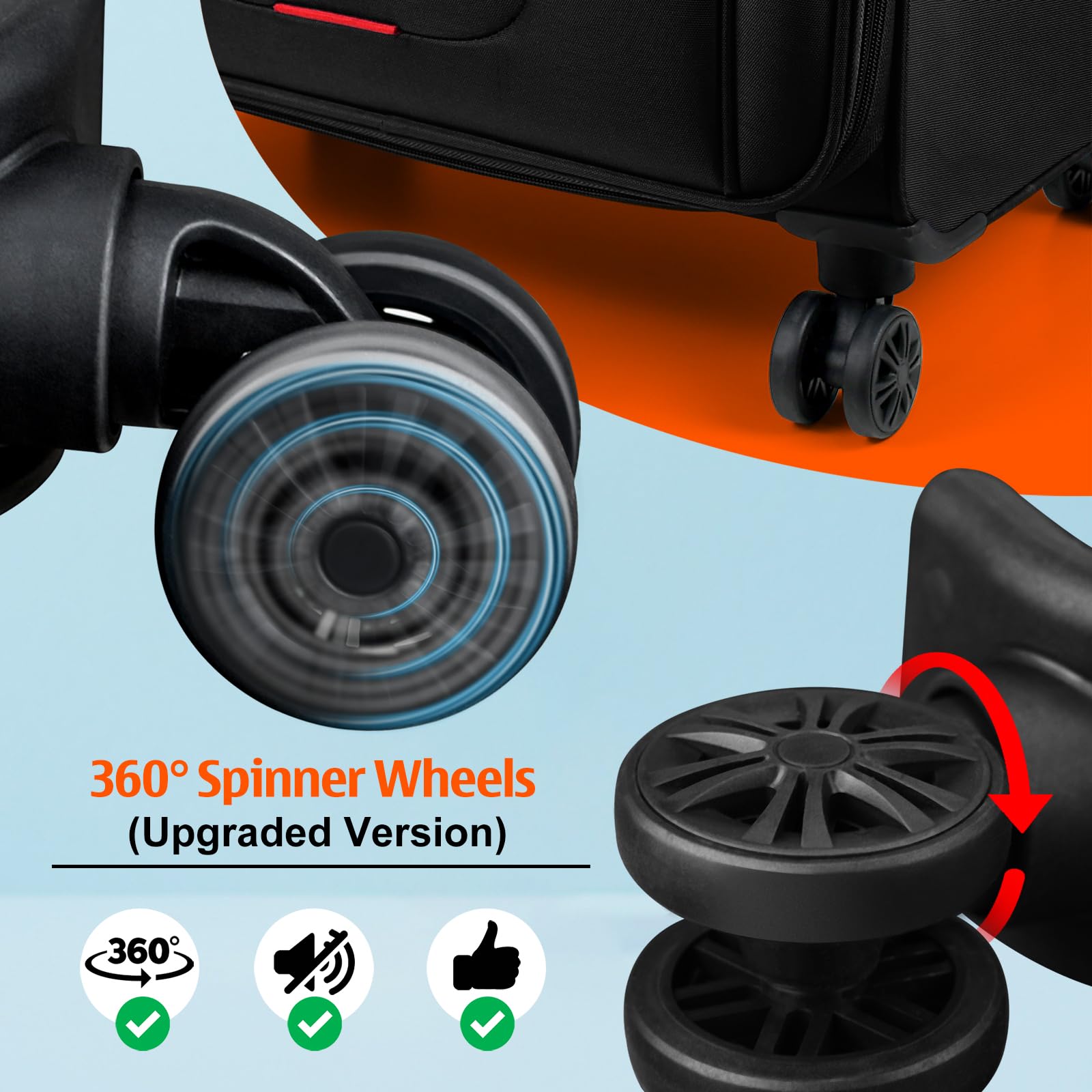 **Verdi 24-Inch Expandable Lightweight Spinner Luggage - Softside Suitcase for Travel (Black, Checked-Large) | Perfect for Weekend Trips & Business Travel**