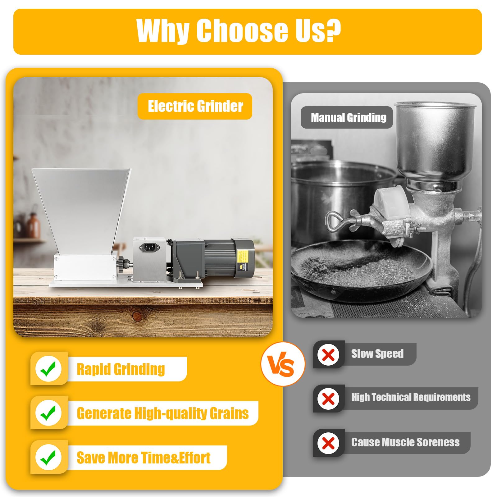 Premium Electric Grain Mill Grinder - 4L Stainless Steel Barley Malt Crusher for Corn, Cereal & Feed - Home Brewing & Baking Machine - 110V Commercial & Home Use - Perfect for Beer Making, Bread Flour & Animal Feed Preparation