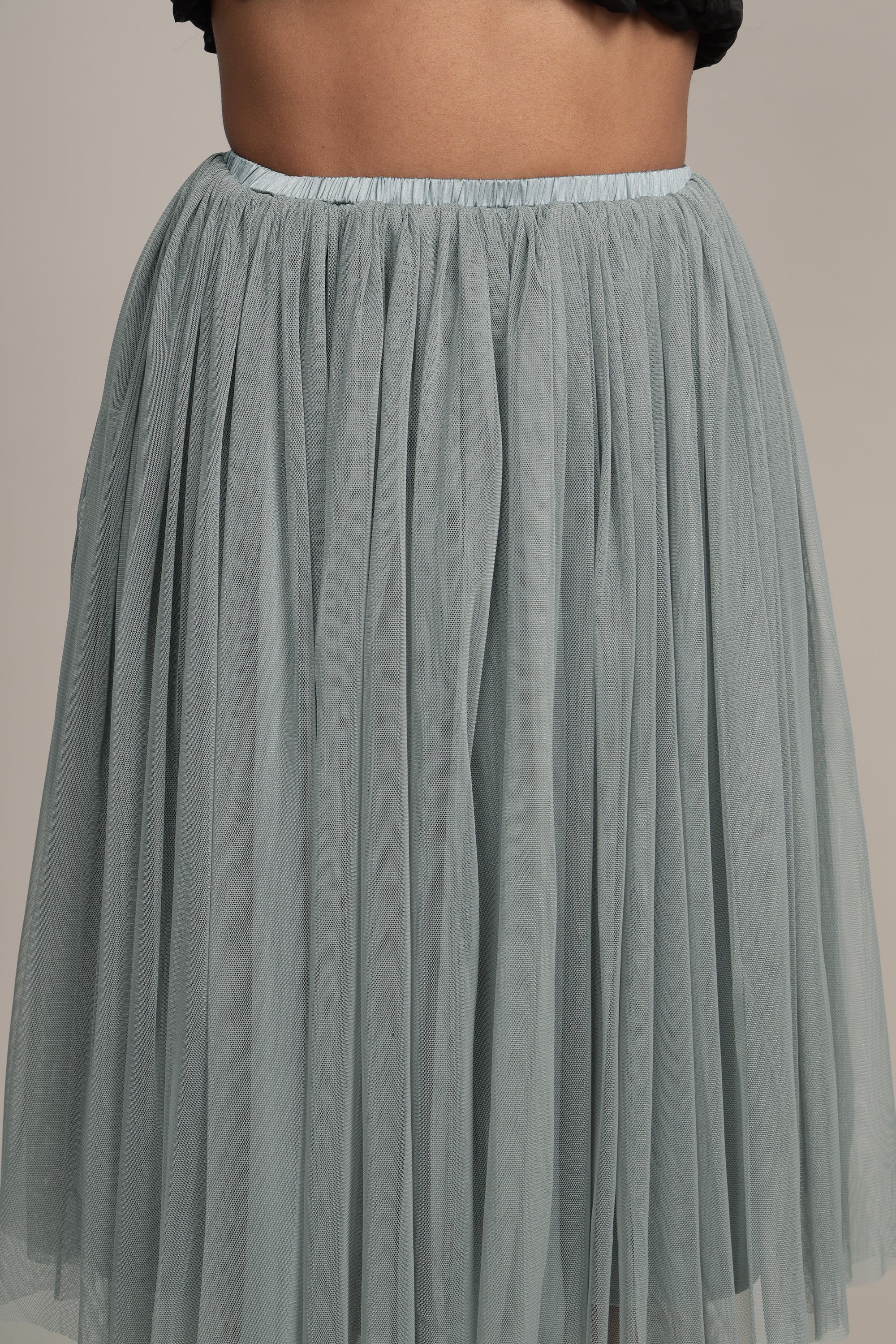 Valentina Skirt in Teal Grey - Women's A-Line Midi Skirt with Pockets | Perfect for Office, Date Night & Casual Outfits