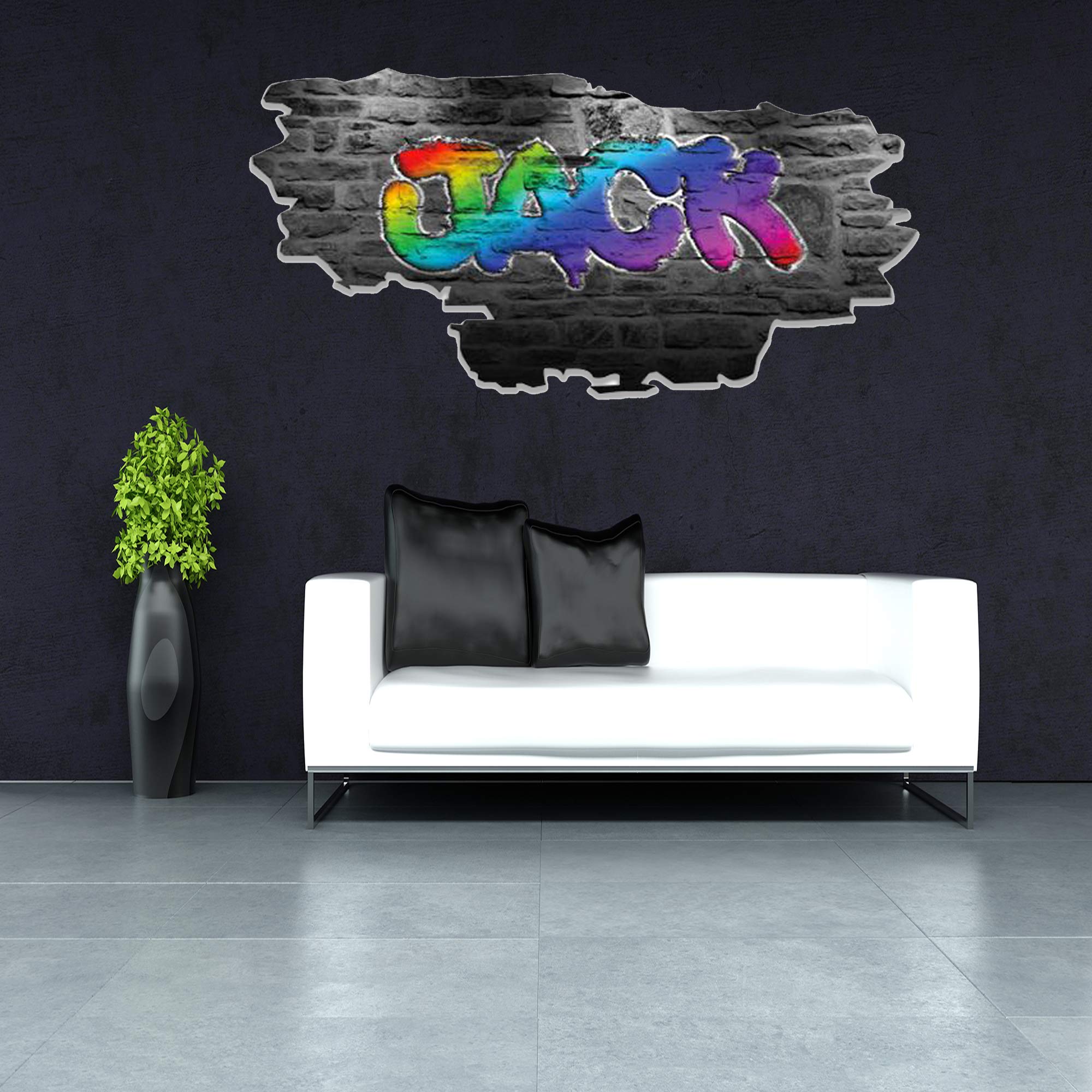 Custom 3D Graffiti Name Wall Decal - Personalized Vinyl Art Sticker | Removable & Reusable Peel and Stick Decor | No Border Room Art for Bedroom, Nursery, Kids Room, Office (MYS105-XLarge)