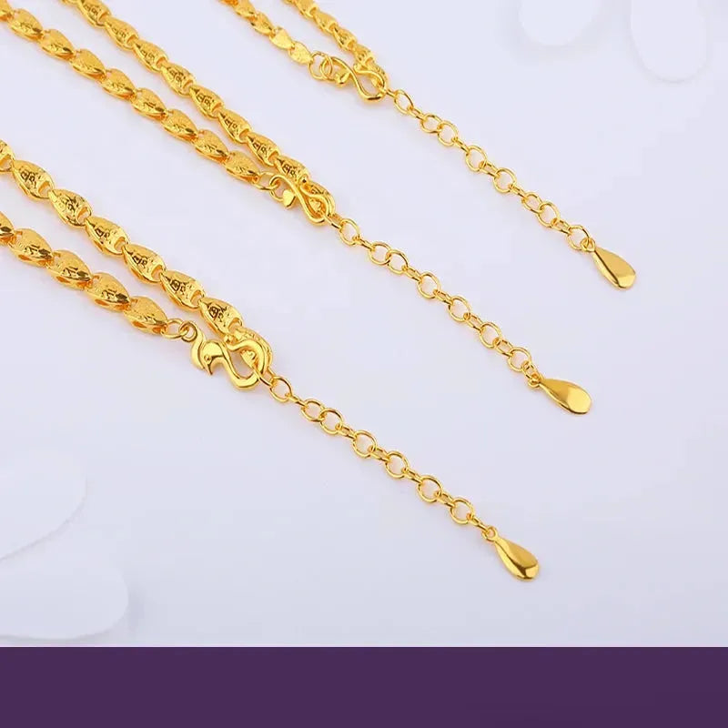 24K Pure Gold Necklace Real AU 999 Solid Gold Chain - Trendy Lucky Chinese Characters Pendant - Upscale Fine Jewelry for Women & Men - Perfect Gift for Anniversary, Birthday & Valentine's Day - Hot Sell 2023