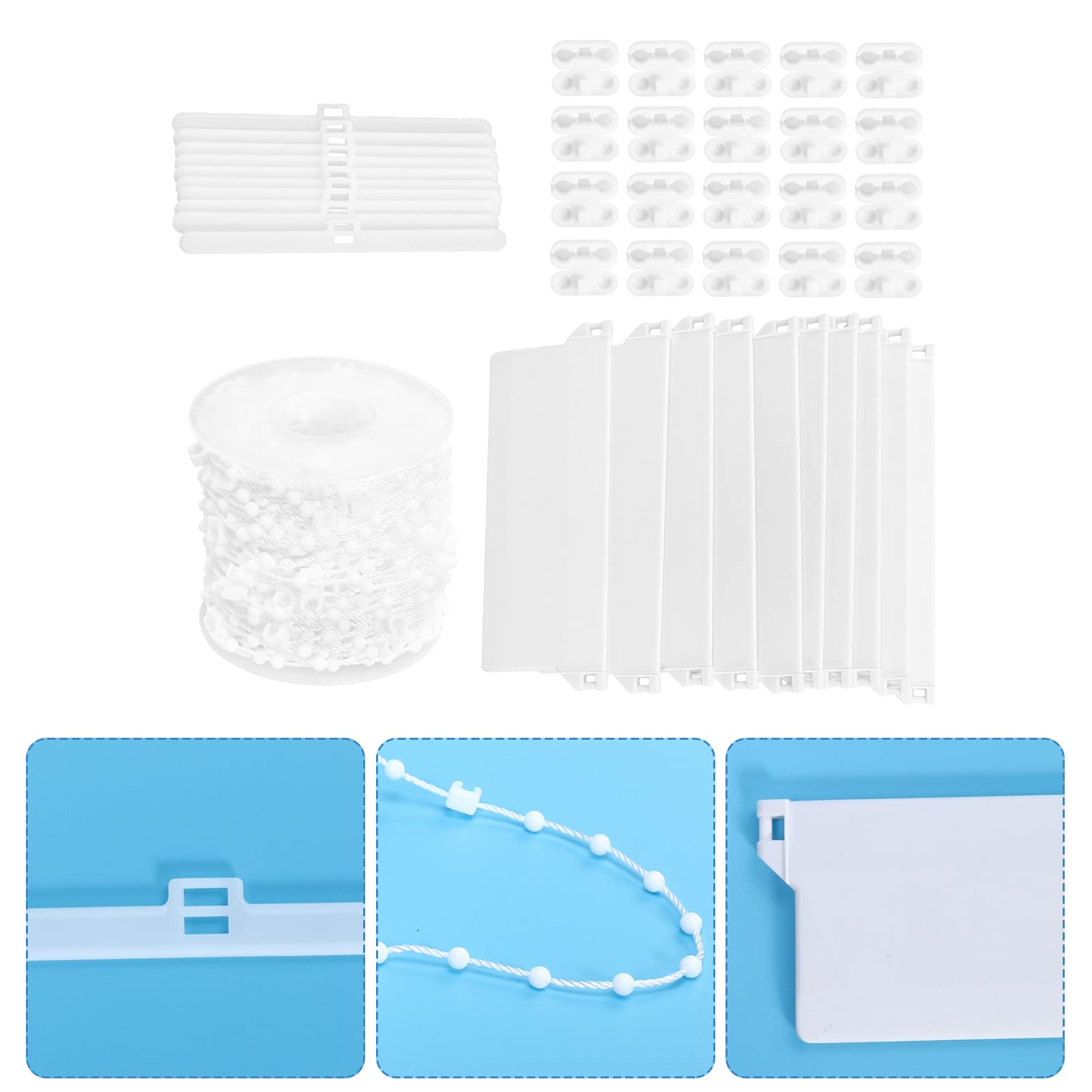 DOITOOL Vertical Beaded Chain Cord with Connector Clips - Roller Blind Repair Kit for Roman Shades & Vertical Blinds | Durable Window Treatment Accessories for Home & Office