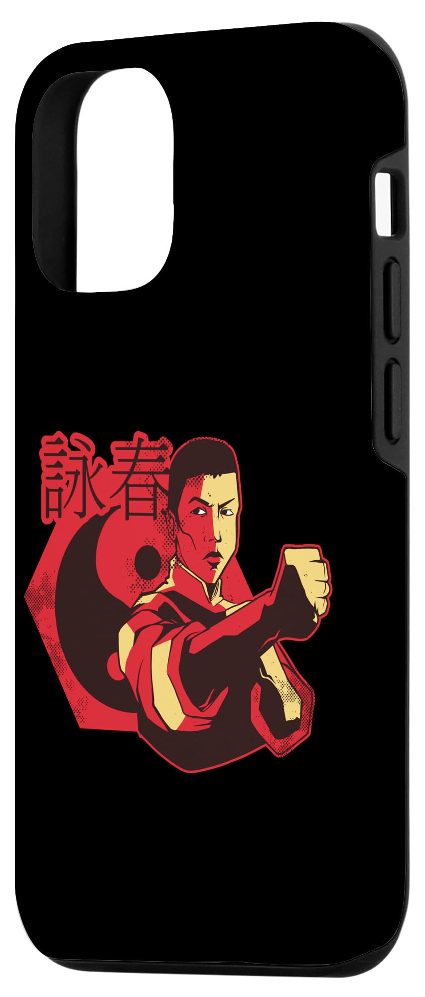 iPhone 12/12 Pro Kung Fu Wooden Dummy & Yin Yang Sword Design Phone Case - Martial Arts Training & Wing Chun Practice Accessory