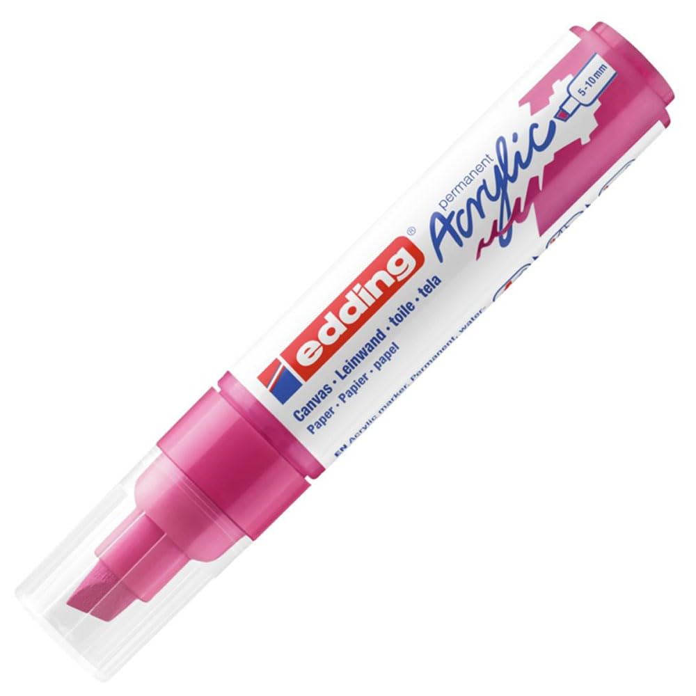 Edding 909 Acrylic Paint Marker - Telemagenta Broad Tip, Permanent Waterproof Paint Pen for Rock Painting, Glass, Ceramics, Wood & DIY Crafts