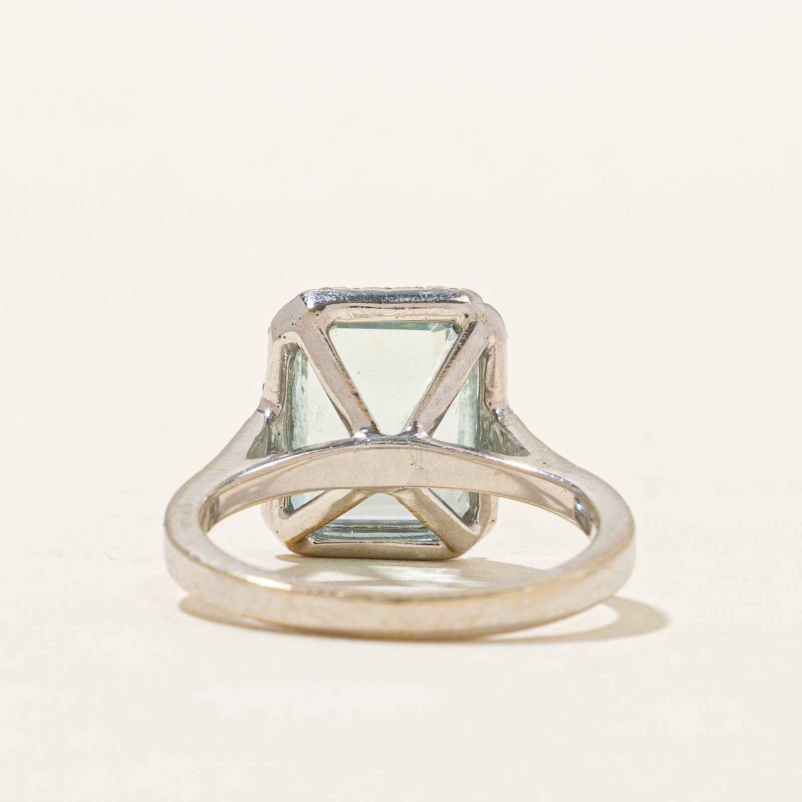 Aquamarine and Diamond Halo Ring - 3.00ct Aquamarine with 0.14ctw Diamond Accents - Size 5 - Elegant Engagement Ring, Wedding Band, Anniversary Gift for Her