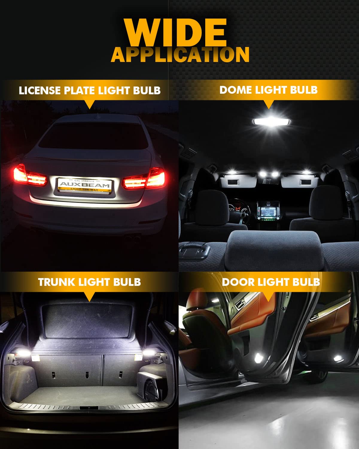 Auxbeam Upgraded 194 LED Bulbs - 400% Brighter Canbus Error Free T10 W5W 168 2825 White Light Bulbs for License Plate, Interior, Dome & Map Lights (30-SMD, Pack of 2) - Perfect for Cars, Trucks, SUVs & Motorcycles