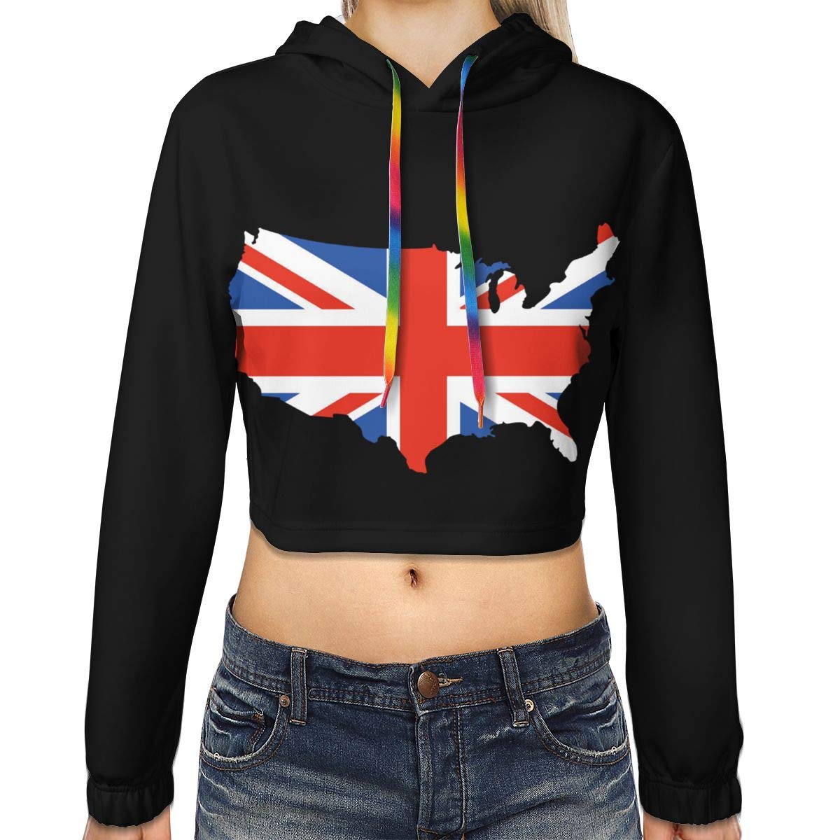Mexico Coat of Arms Embroidered Women's Cropped Hoodie Sweatshirt | Vintage Mexican Flag Design Pullover for Casual Wear & Street Fashion
