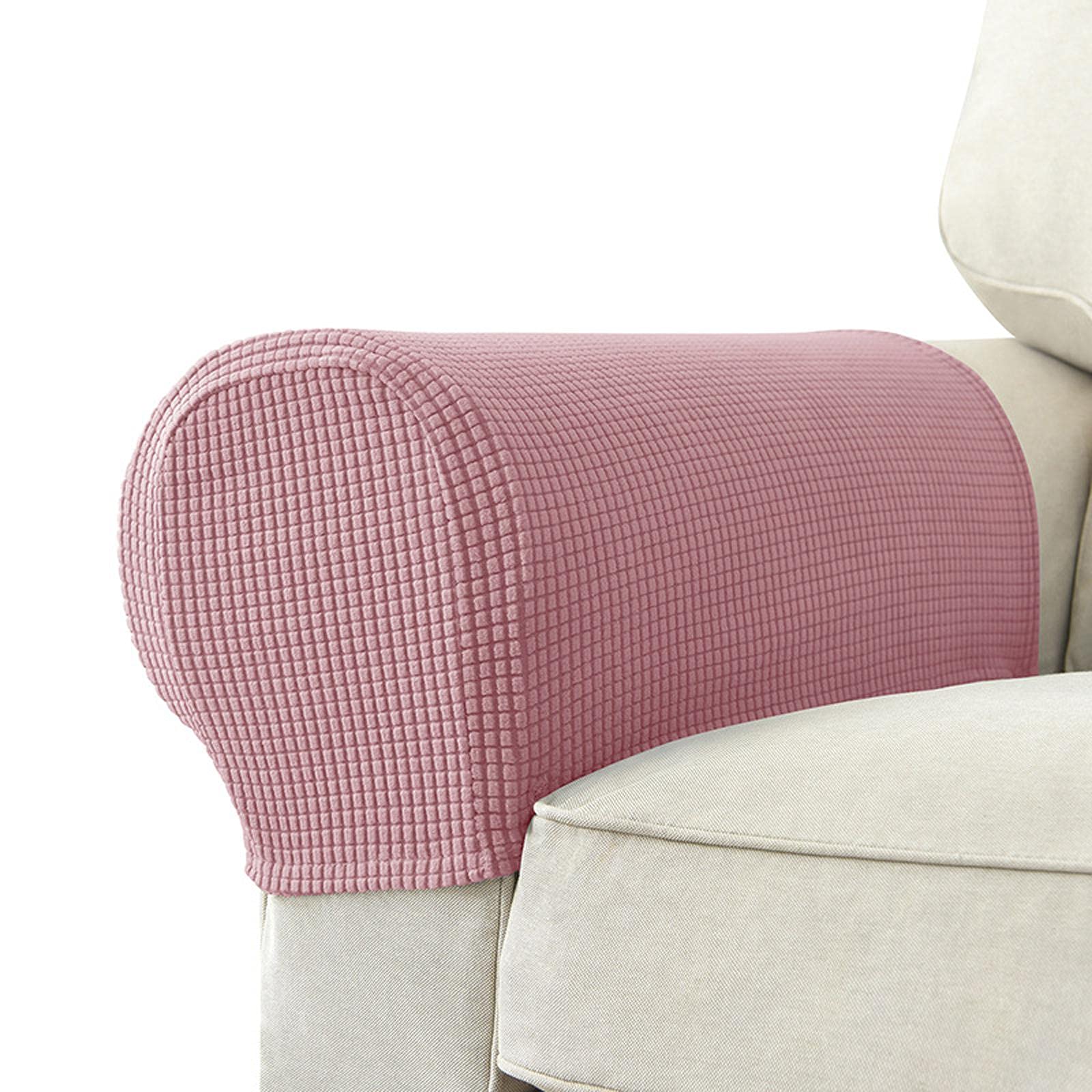 Stretch Sofa Arm Covers - Anti-Slip Spandex Jacquard Furniture Protectors for Chairs, Couches & Recliners (Pink) - Perfect for Living Room, Office & Home Decor Protection