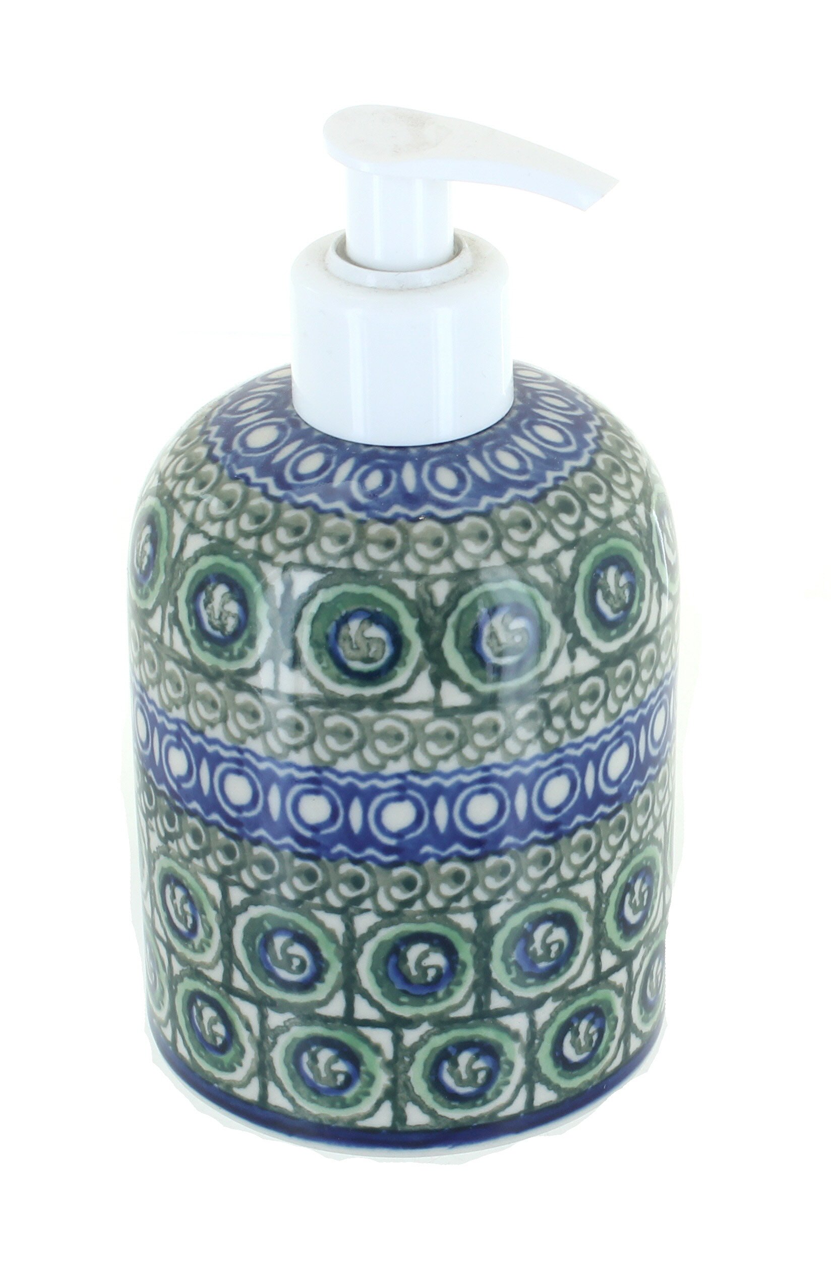 Handmade Blue Rose Polish Pottery Indigo Soap Dispenser - Vintage Ceramic Bathroom Decor for Farmhouse, Rustic, or Boho Style Homes - Perfect for Kitchen, Bathroom, or Guest Room