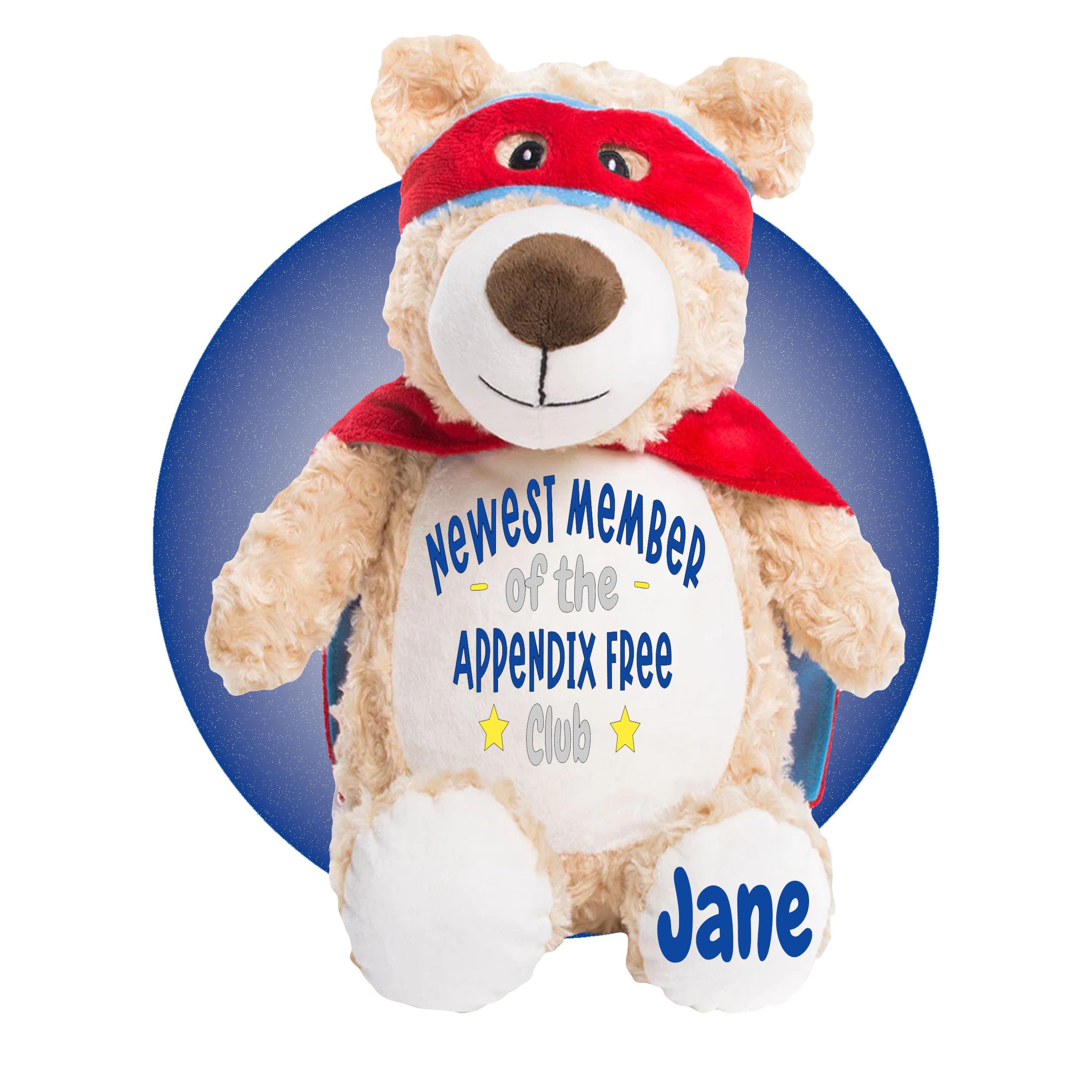 Personalized Appendix Plush Toy - Superhero Bear Stuffed Animal for Appendix Surgery Recovery & Get Well Soon Gifts | Appendectomy Comfort Gift for Kids & Adults | Perfect Post-Surgery Gift for Hospital Stay & Recovery at Home